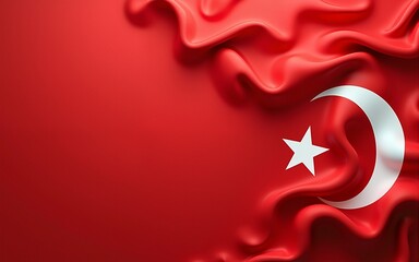 october the 29th republic day of republic of turkey. turkish national feast, in turkish mean "29 ekim cumhuriyet bayramı". 3d star and crescent on folded national turkish flag background, vector.