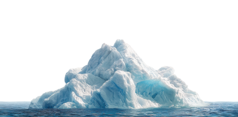 Iceberg emerging from crystal clear waters arctic ocean nature scene isolated on transparent background