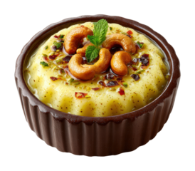 Top view of cozy indian kitchen serving delicious dessert creations isolated on transparent background