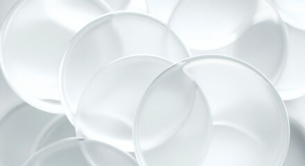 White circular forms with soft lighting and reflections