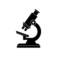 Silhouette of a microscope on transparent background