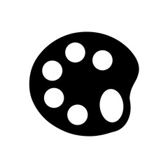 Black and white art palette on transparent background silhouette