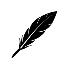Simple black feather graphic on transparent background silhouette