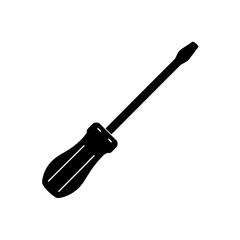 Illustration of a screwdriver on transparent background silhouette