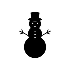 Silhouette of a cute snowman on transparent background