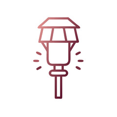 Stylized outdoor lantern on a black background showcasing a vintage aesthetic and linear design