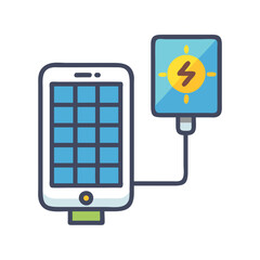 Solar Powered Charger for Mobile Devices Represented in a Simple Icon Design