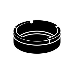 Simple black ashtray drawing on transparent background silhouette