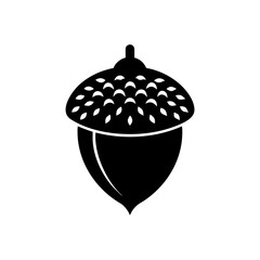 Silhouette of a single acorn on transparent background