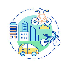 Sustainable Urban Mobility: A Vibrant Illustration of Eco-Friendly Transportation Options in a Cityscape