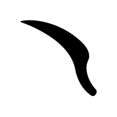 Abstract black curved shape art on transparent background silhouette