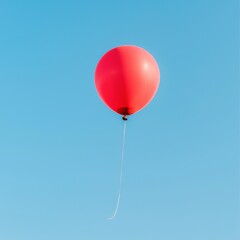 Obraz premium Red balloon floating in a clear blue sky with no other objects around creating a serene and peaceful atmosphere