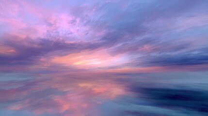 Obraz premium Beautiful landscape of a sunset over the ocean. the sky is filled with vibrant colors of pink, purple, and blue, with the sun setting in the background.