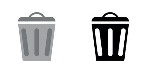 Simple dustbin icon sign illustration vector design set. Black and grey colors.