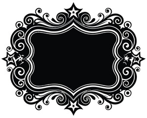 Vector art of ornate frame with stars for vintage decoration