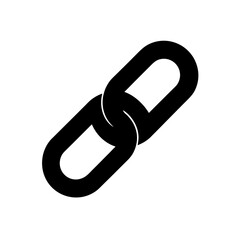 Two connected chain links icon on transparent background silhouette