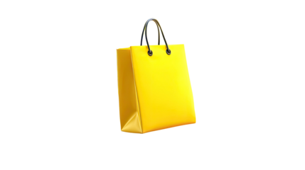 Bright Yellow Shopping Bag on a Transparent Background