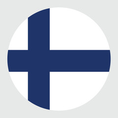 Obraz premium Finland Circular Flag Grey Background Emblem