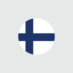 Obraz premium Finland National Flag Circular Design Grey Background Emblem 