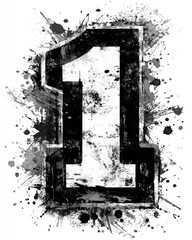 Grunge-style number one, ink splatters