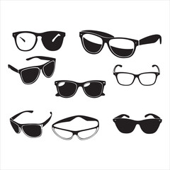 classic minimalist sunglasses black color  vector silhouette   , solide white colour background 