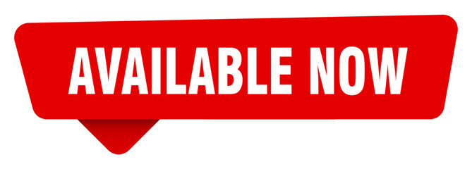 available now red sticker isolated on transpatent background. available now sign