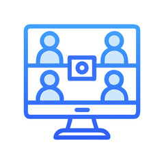 Virtual Meeting Graphic Depicting Remote Team Collaboration and Online Communication Platform