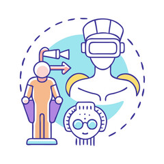 Conceptual image of virtual reality and AI integration in future technologies and human augmentation.