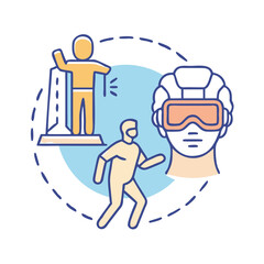 Abstract representation of virtual reality experience with interactive characters and metaverse concept.