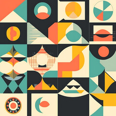 Seamless tile patterns combining cultural, modern, and botanical inspirations for commercial vector.