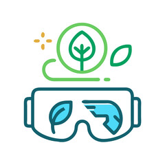 Eco-Friendly VR: Virtual Reality Headset Displaying Nature Elements for Sustainable Technology Concept
