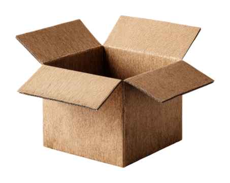 Unpacking a cardboard box home office product isolated on transparent background