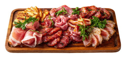 Delicious charcuterie board restaurant food isolated on transparent background