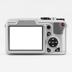 Digital camera with blank screen isolated on white background