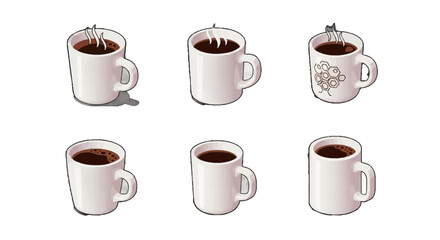 Obraz premium Coffee Cup Vector Icon Set 6 Variations