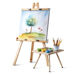 Watercolor Whiteboard on White Background