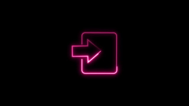 Log in icon arrow glowing animation. log in concept.