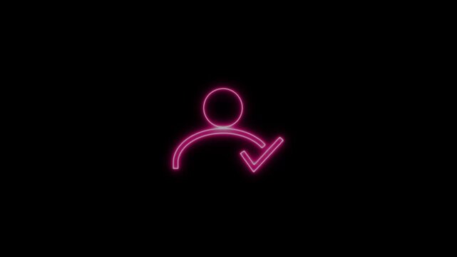 Glowing profile with check mark icon. User account accepted symbol .User profile icon with check mark.