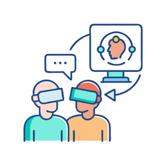 Virtual Reality Collaboration: Two Users in VR Discussing a Headset User Interface