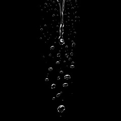 water in dynamic motion, isolated on black background for commercial use.