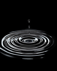 water in dynamic motion, isolated on black background for commercial use.