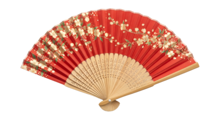 Exquisite Japanese Hand Fan with Golden Cherry Blossom Design