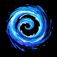 water in dynamic motion, isolated on black background for commercial use.
