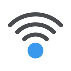 Wireless Network Connection Symbol with Arcs and a Blue Circle on Black Background