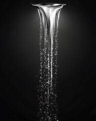 water in dynamic motion, isolated on black background for commercial use.