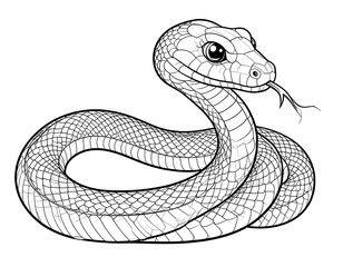 Detailed line art of a coiled snake