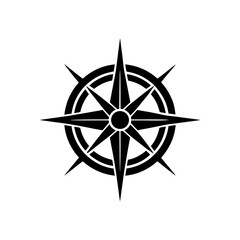 Black wind rose on white space on transparent background silhouette