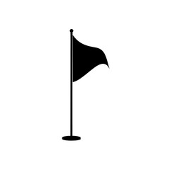 Black flag waving on a pole on transparent background silhouette