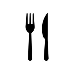 Fork and knife simple graphic on transparent background silhouette