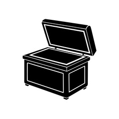 Open chest in black and white on transparent background silhouette